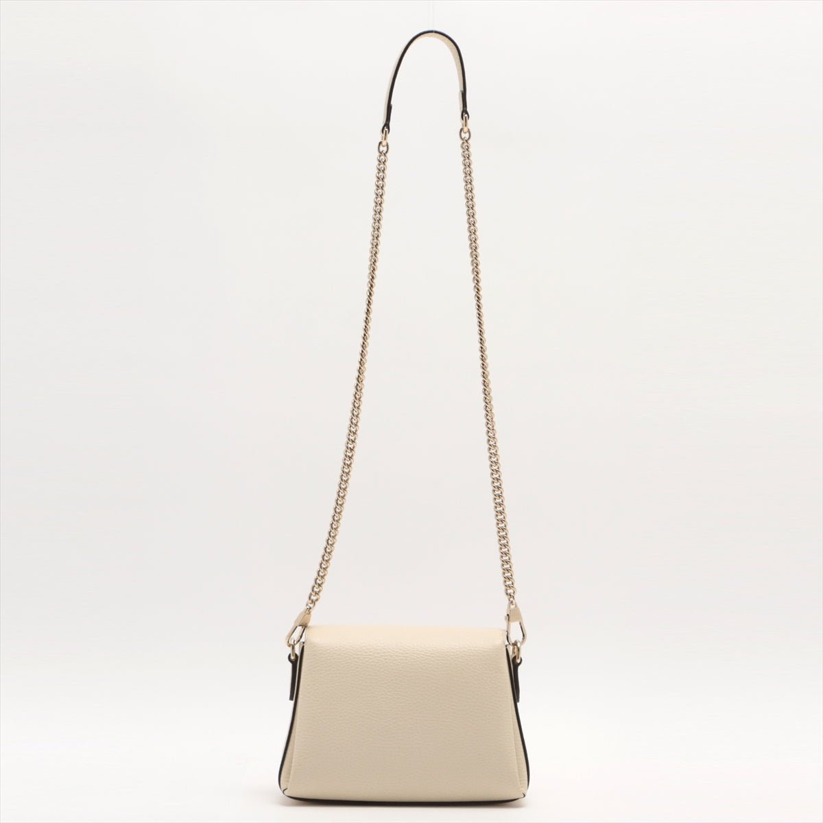 Second hand Gucci Interlocking GG Leather Chain Shoulder Bag Beige - Tabita Bags