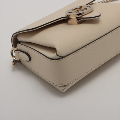 Second hand Gucci Interlocking GG Leather Chain Shoulder Bag Beige - Tabita Bags