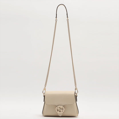 Second hand Gucci Interlocking GG Leather Chain Shoulder Bag Beige - Tabita Bags