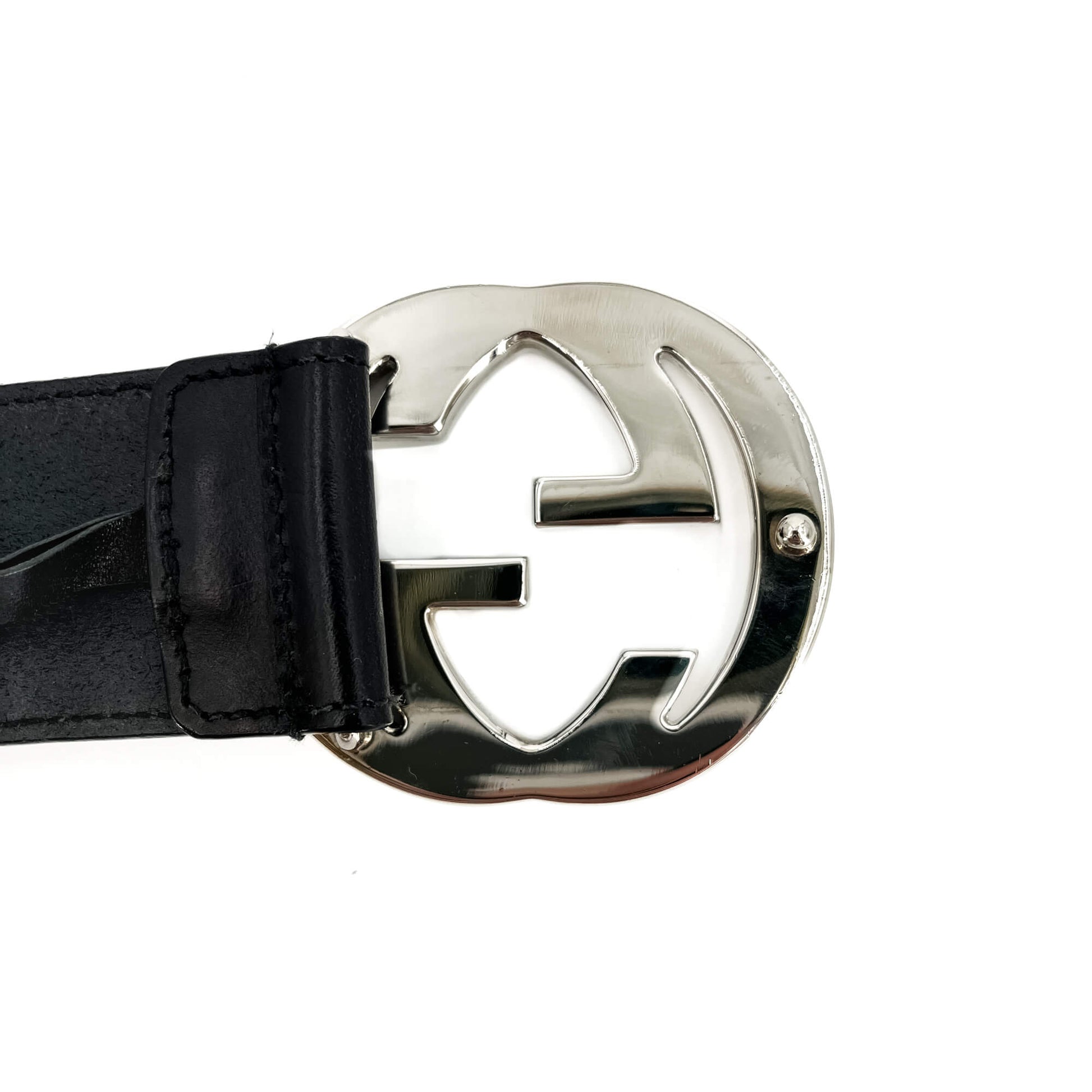 Second hand Gucci Interlocking Leather Wide Belt 85/34 Black - Tabita Bags