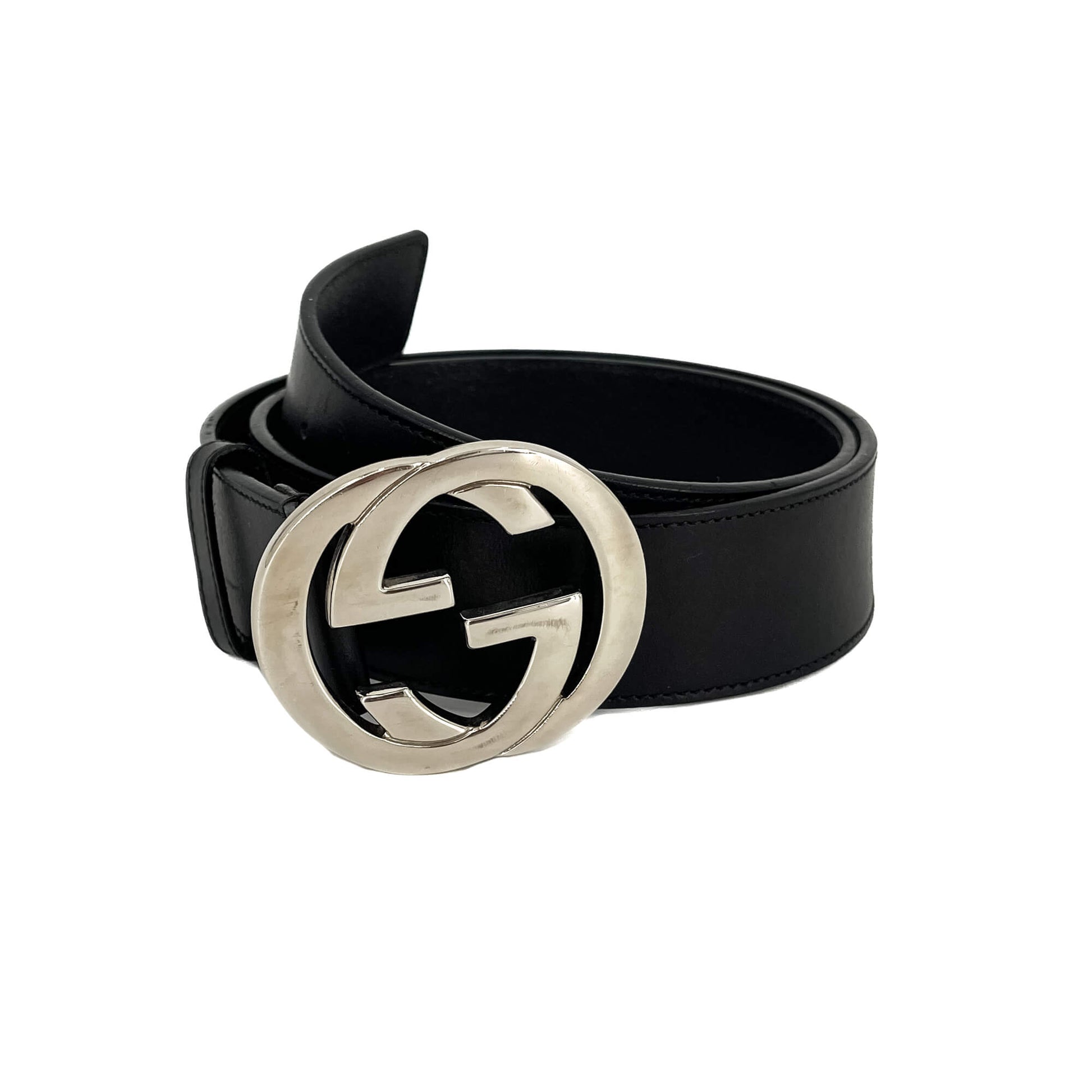 Second hand Gucci Interlocking Leather Wide Belt 85/34 Black - Tabita Bags