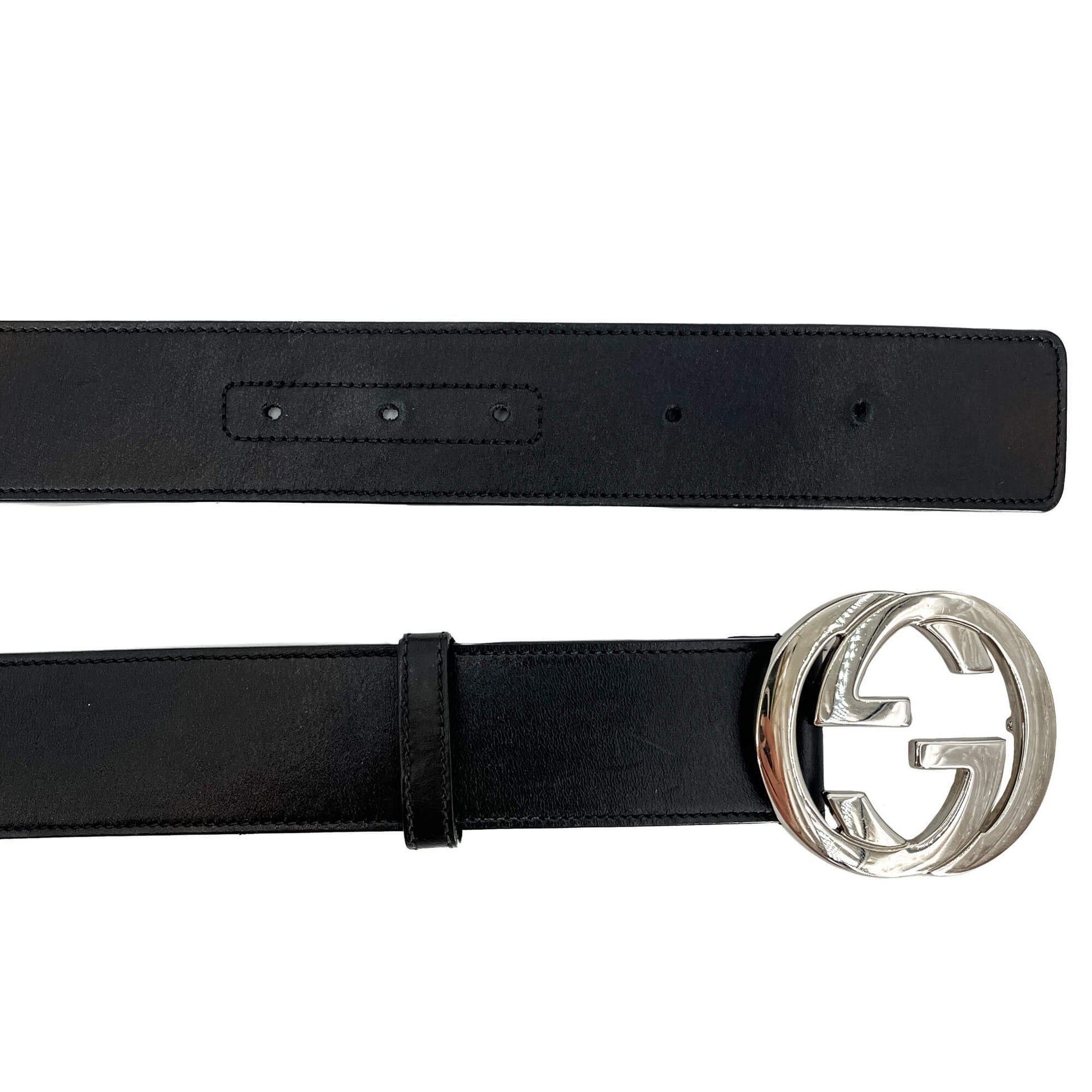 Second hand Gucci Interlocking Leather Wide Belt 85/34 Black - Tabita Bags