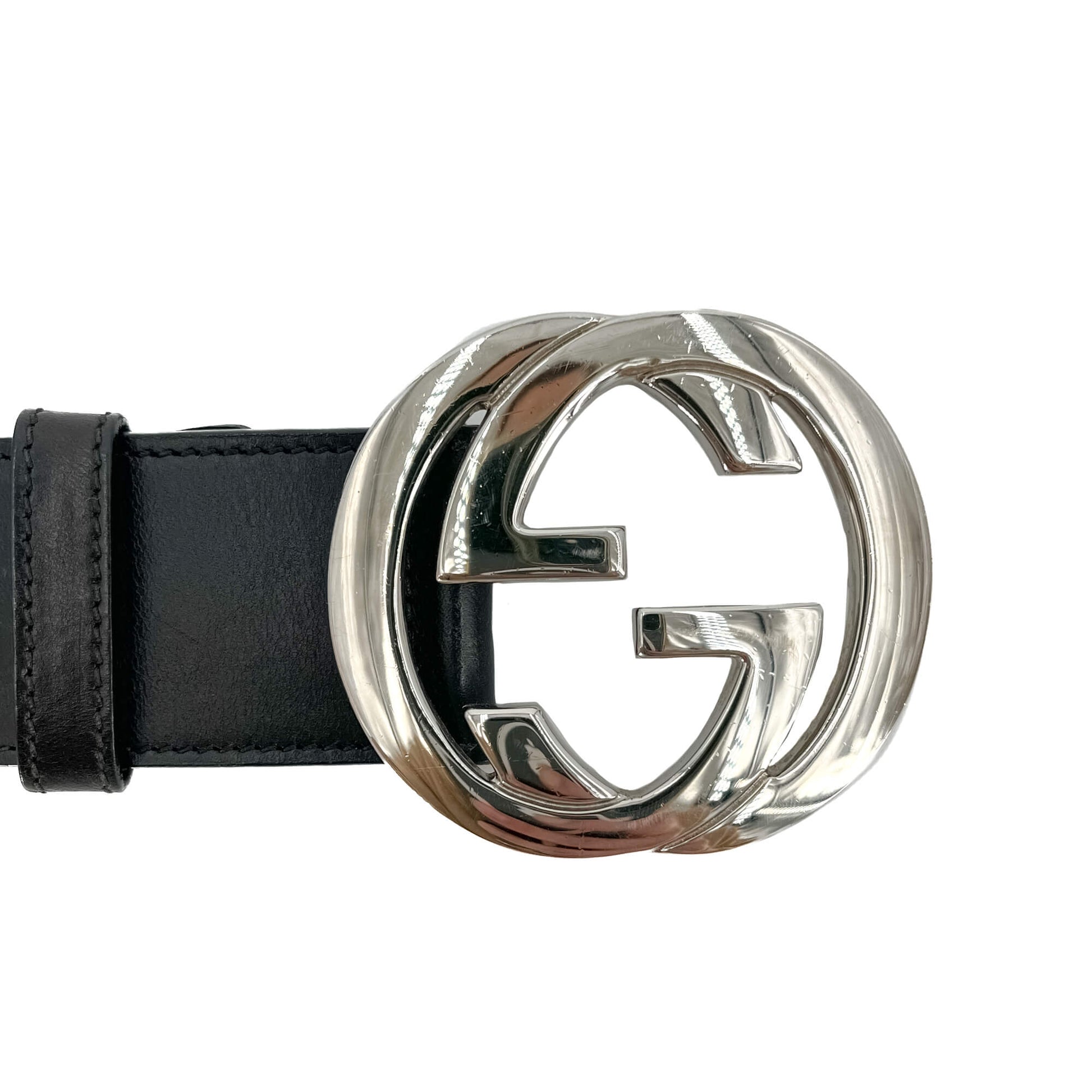 Second hand Gucci Interlocking Leather Wide Belt 85/34 Black - Tabita Bags