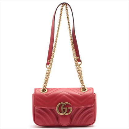 Second hand Gucci Marmont Mini GG Red Leather Shoulder Bag - Tabita Bags