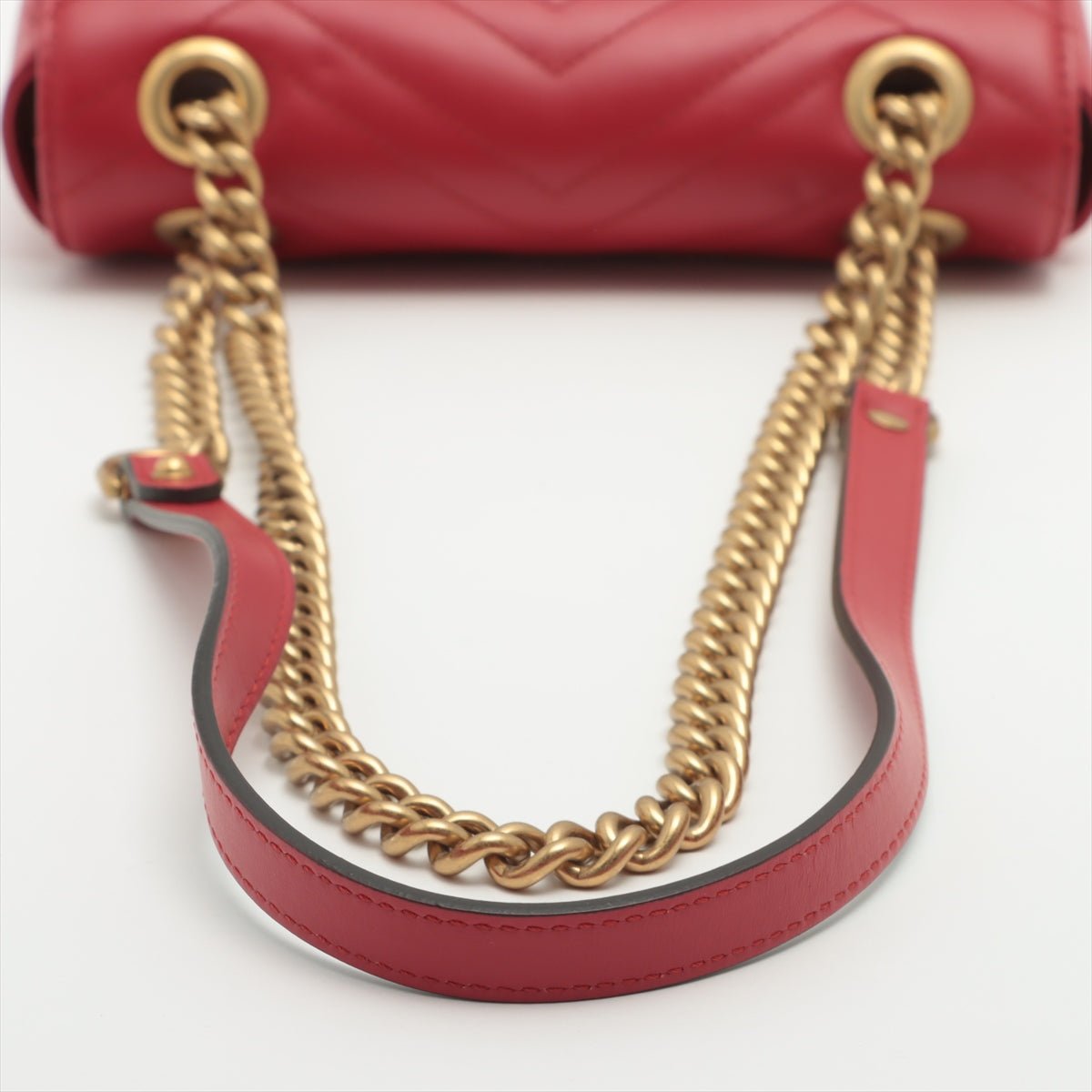 Second hand Gucci Marmont Mini GG Red Leather Shoulder Bag - Tabita Bags