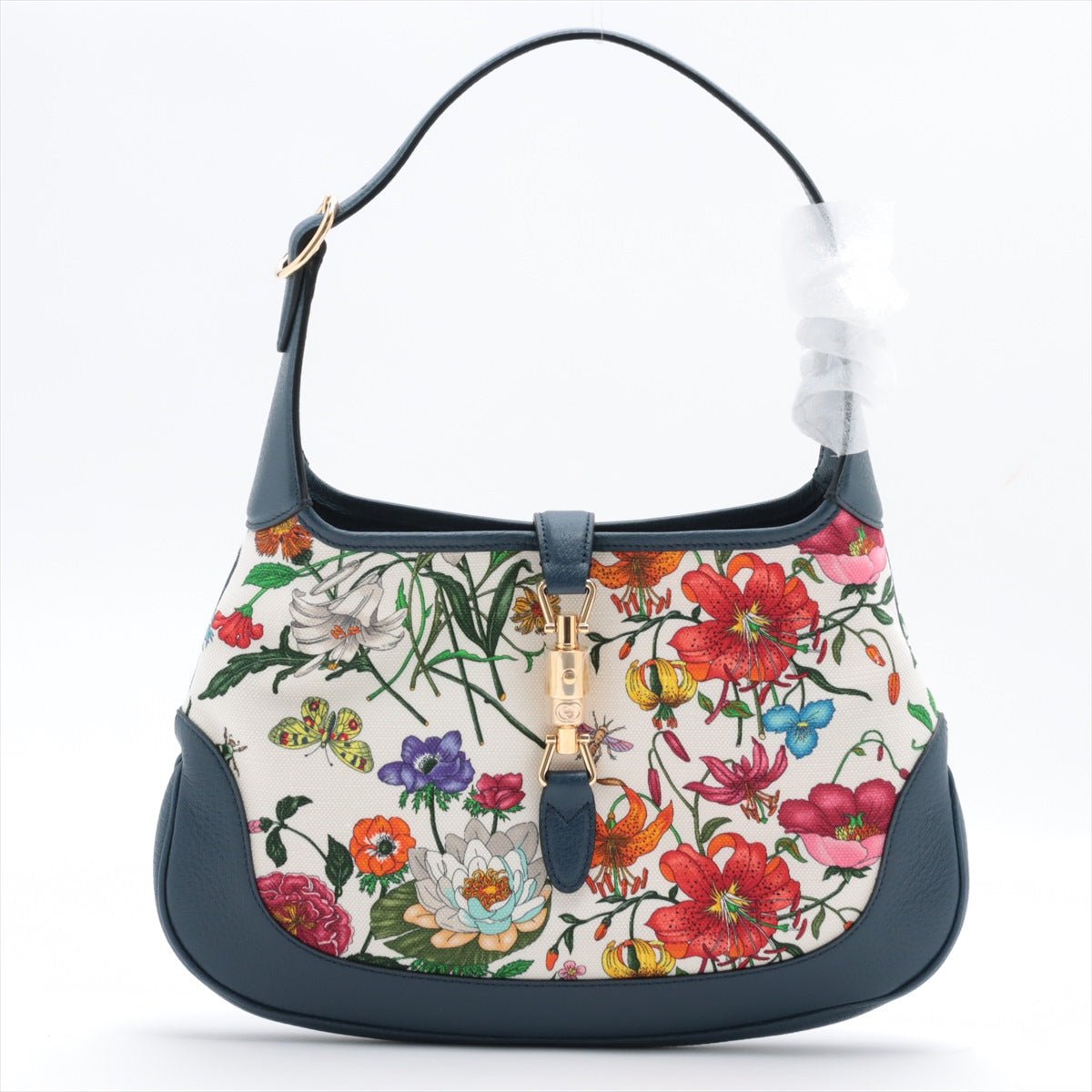 Second hand Gucci New Jackie Flora in Blue Canvas and Leather limited edition - Tabita Bags