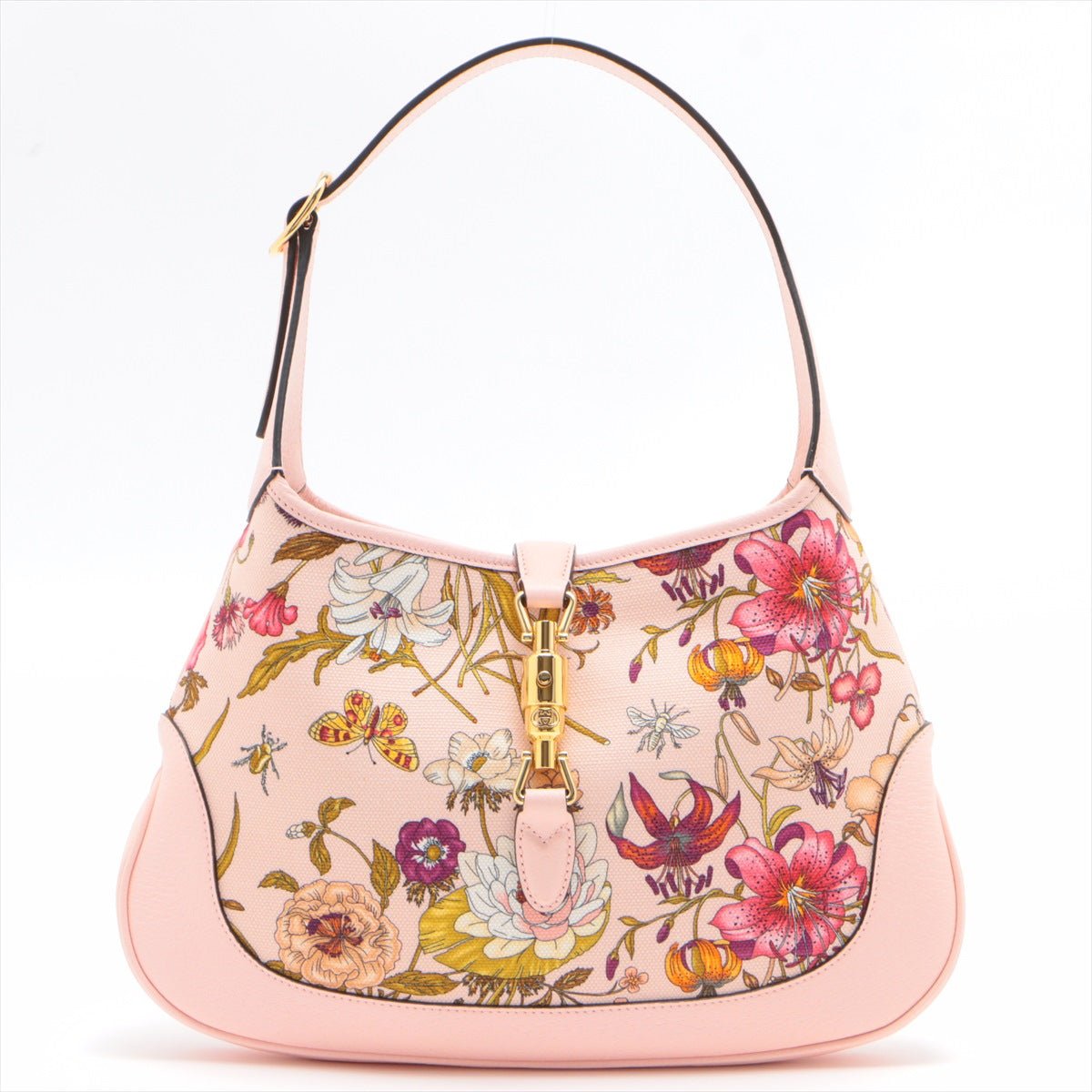 Second hand Gucci New Jackie Flora Pink Canvas Leather Limited Edition - Tabita Bags