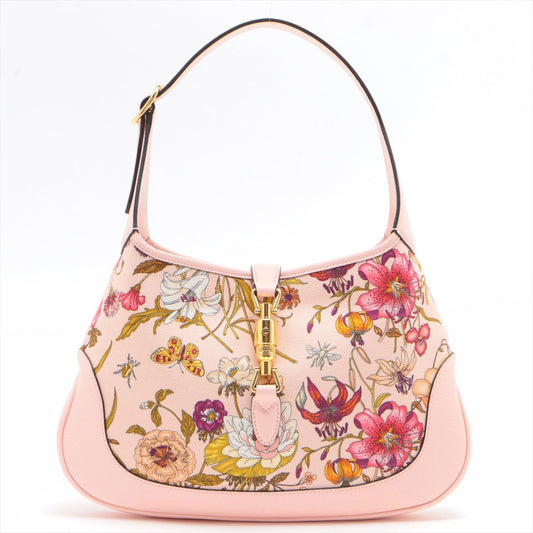 Second hand Gucci New Jackie Flora Pink Canvas Leather Limited Edition - Tabita Bags