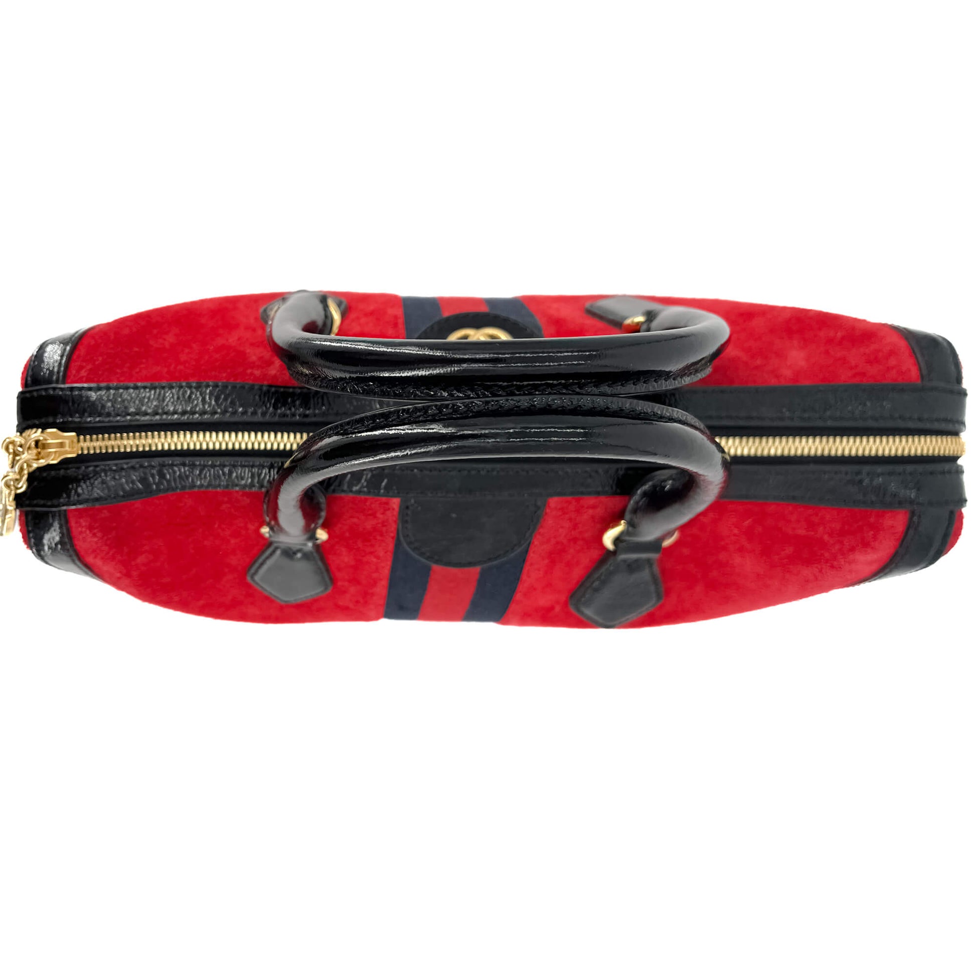 Gucci Ophidia Boston Medium Suede 2-Ways Trunk Bag Red Tabita