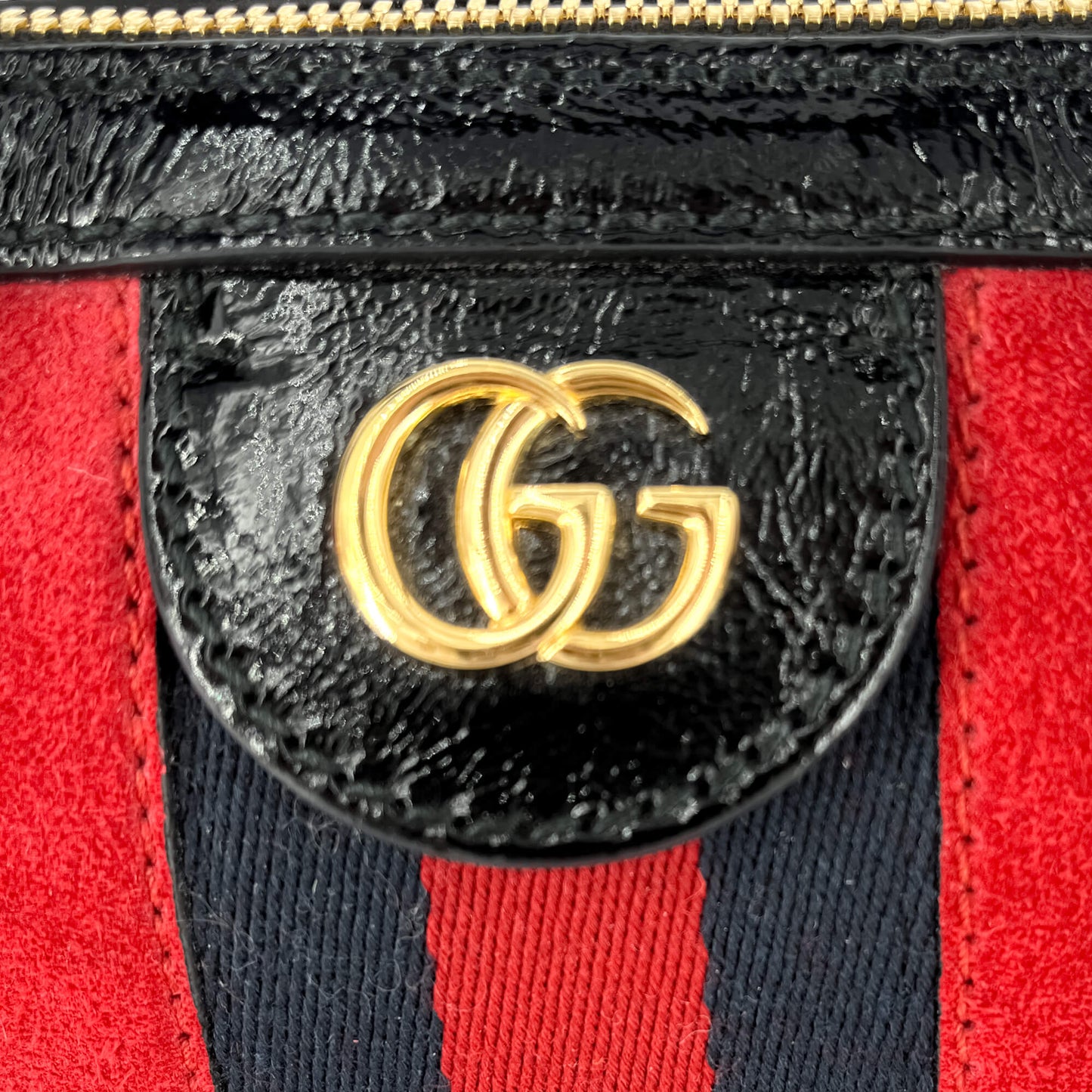 Second hand Gucci Ophidia Boston Medium Suede 2-Ways Trunk Bag Red - Tabita Bags