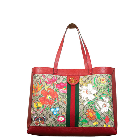 Second hand Gucci Ophidia GG Flora Shopper Red Large 547947 - Tabita Bags