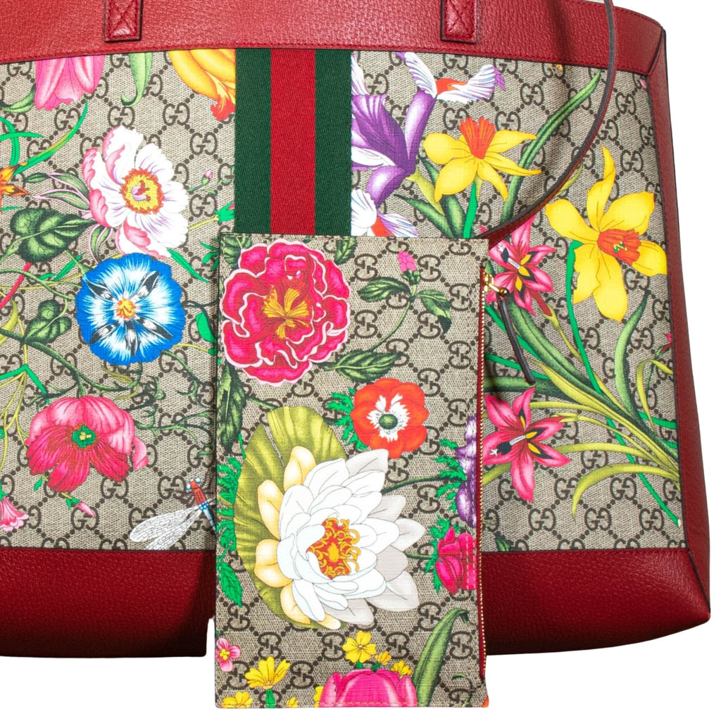 Second hand Gucci Ophidia GG Flora Shopper Red Large 547947 - Tabita Bags
