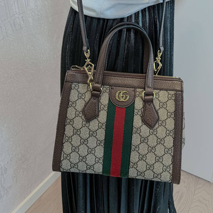 Second hand Gucci Ophidia GG Small 2-Way Brown Tote Bag - Tabita Bags