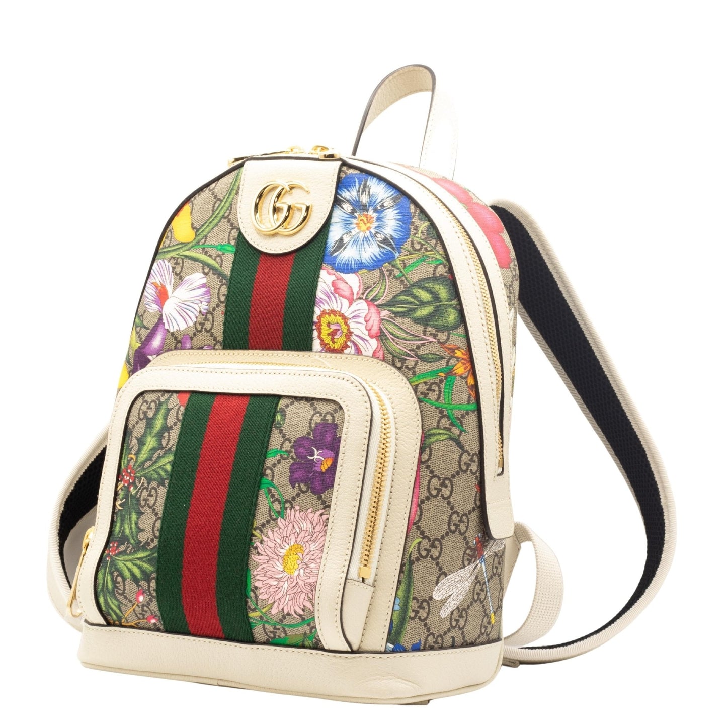 Second hand Gucci Ophidia GG Supreme Flora Day Backpack White 547965 - Tabita Bags