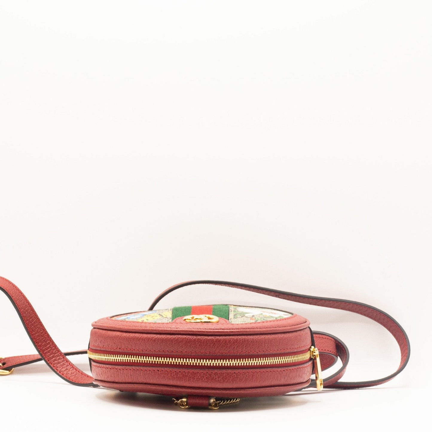 Second hand Gucci Ophidia GG Supreme Flora Round Backpack Red - Tabita Bags