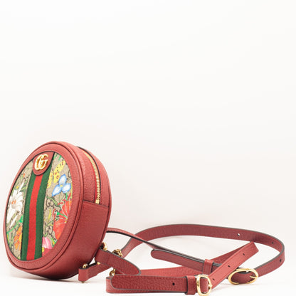 Second hand Gucci Ophidia GG Supreme Flora Round Backpack Red - Tabita Bags