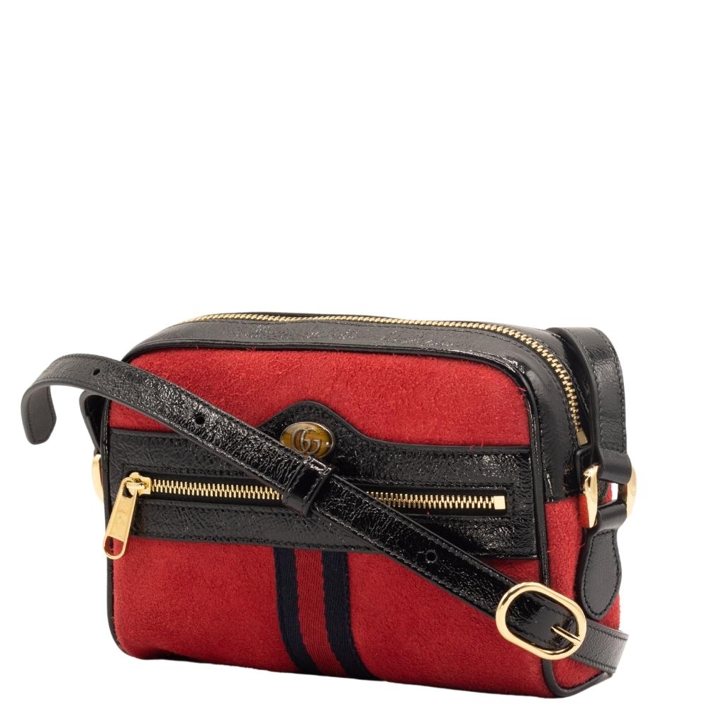 Second hand Gucci Ophidia Red Suede Small Shoulder Bag - Tabita Bags