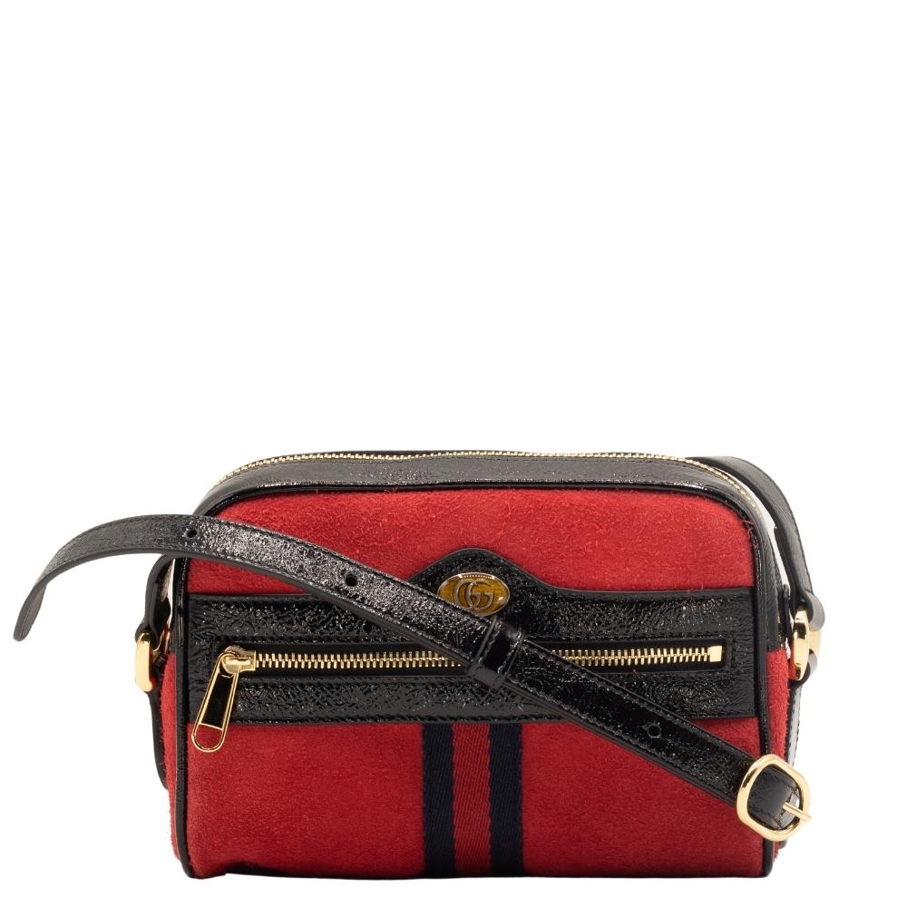 Second hand Gucci Ophidia Red Suede Small Shoulder Bag - Tabita Bags