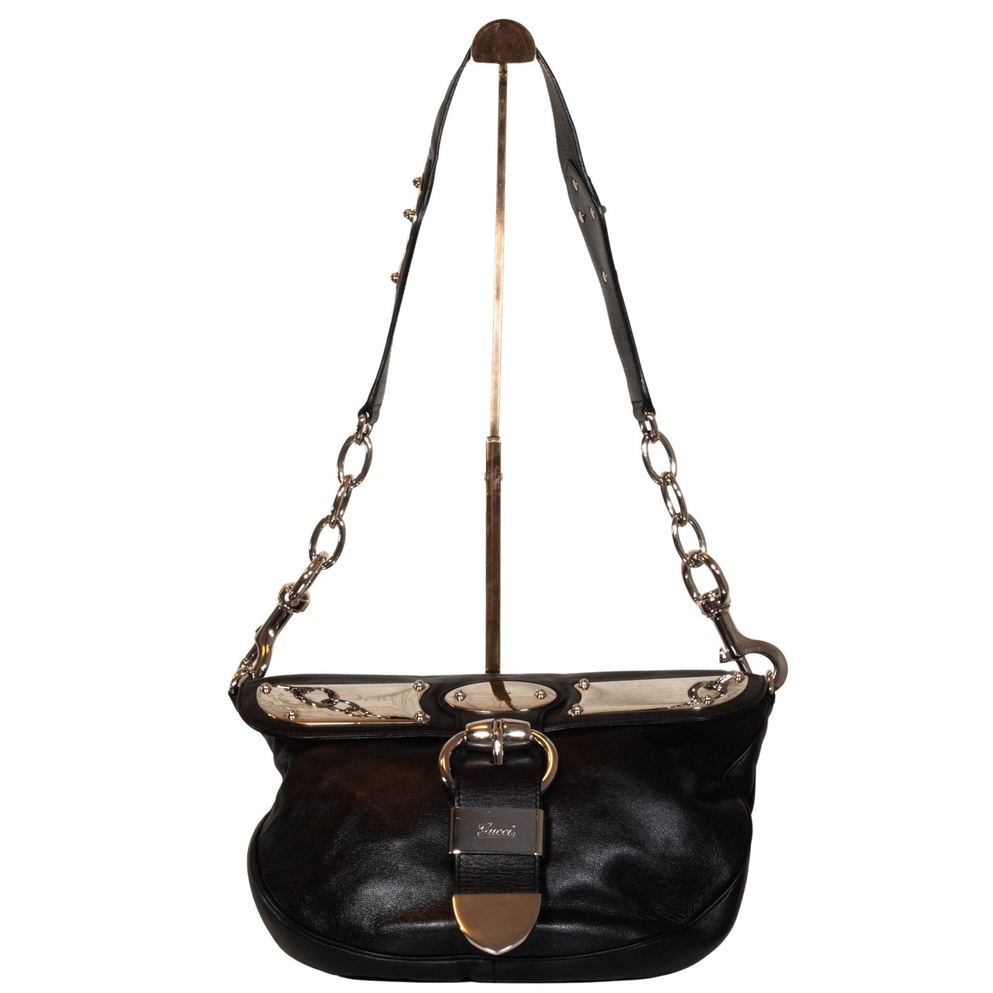 Second hand Gucci Romy Leather Medium Shoulder Bag Black - Tabita Bags