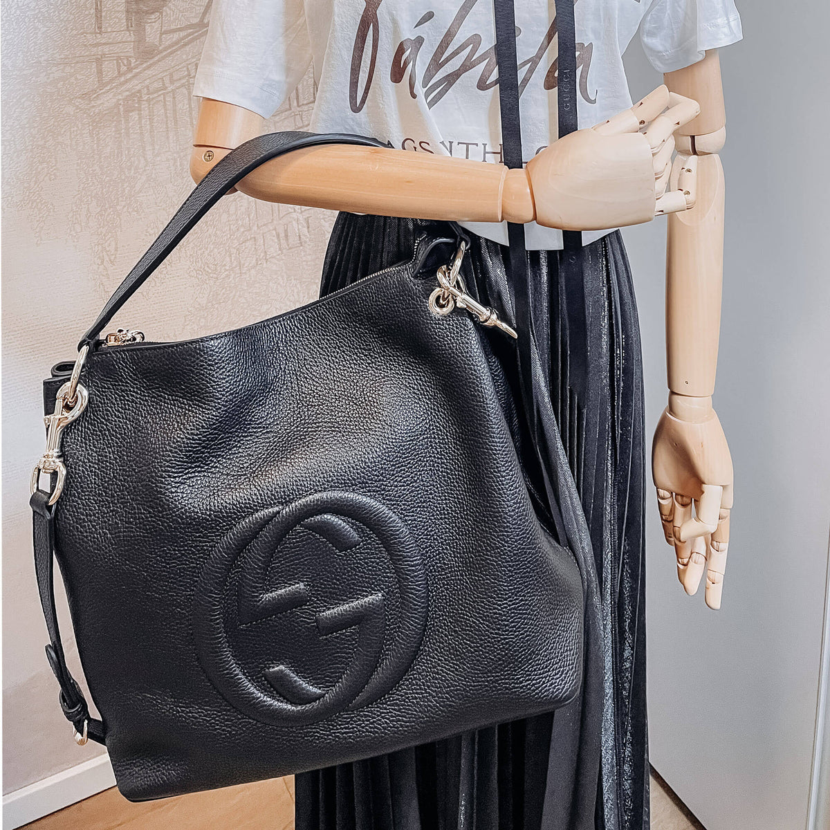 Second hand Gucci Soho Leather 2-Way Black Shoulder Bag - Tabita Bags