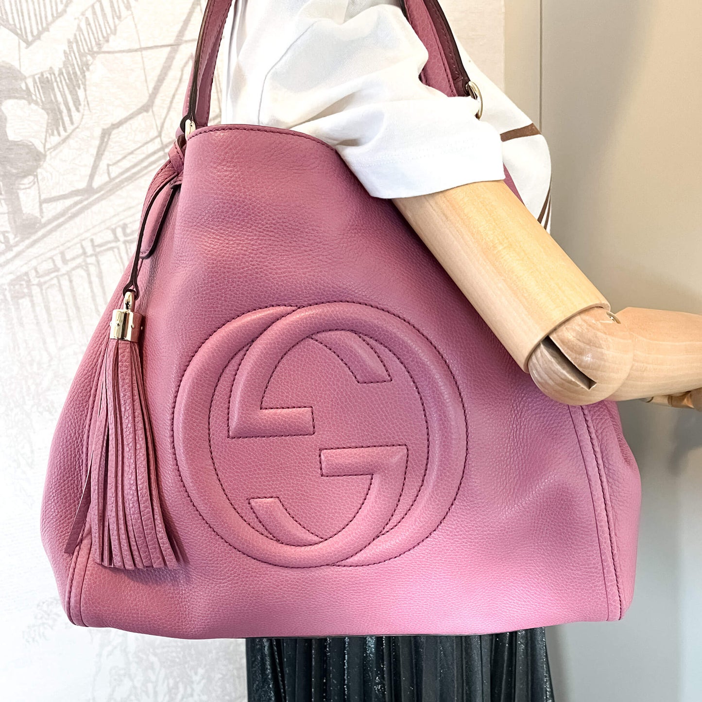 Second hand Gucci Soho Medium Leather Shoulder Bag Pink - Tabita Bags