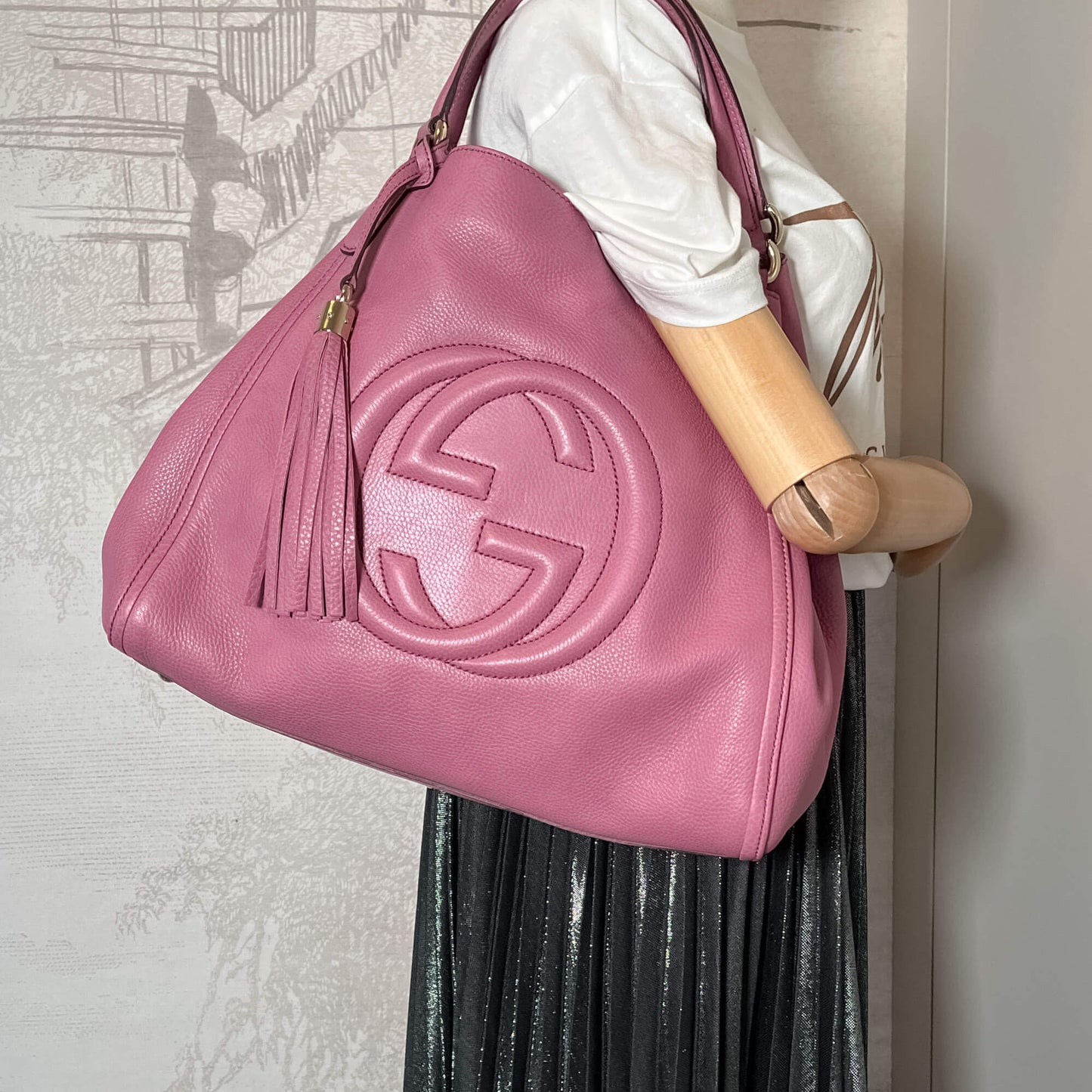 Second hand Gucci Soho Medium Leather Shoulder Bag Pink - Tabita Bags