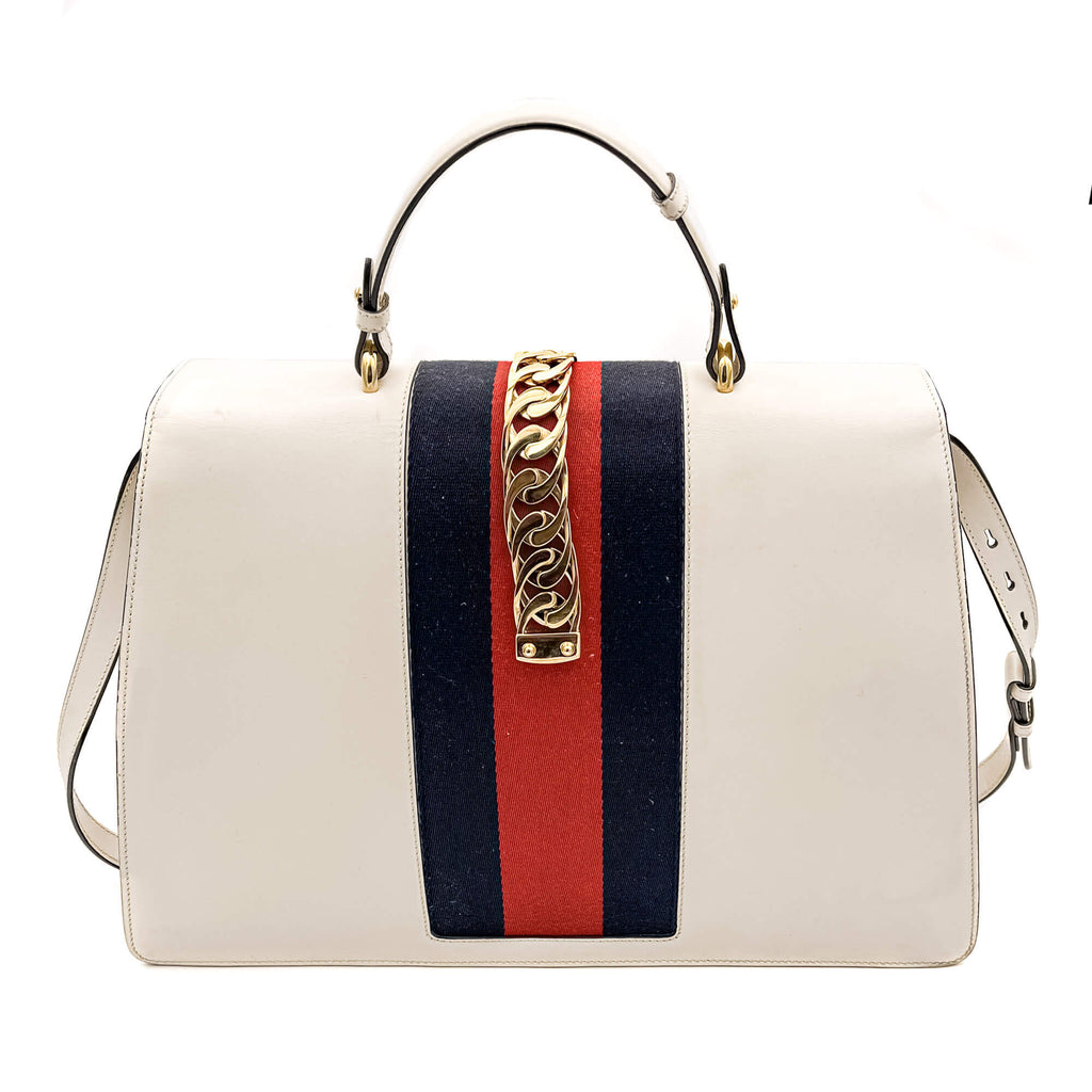 Second hand Gucci Sylvie Maxi Leather White Bag - Tabita Bags