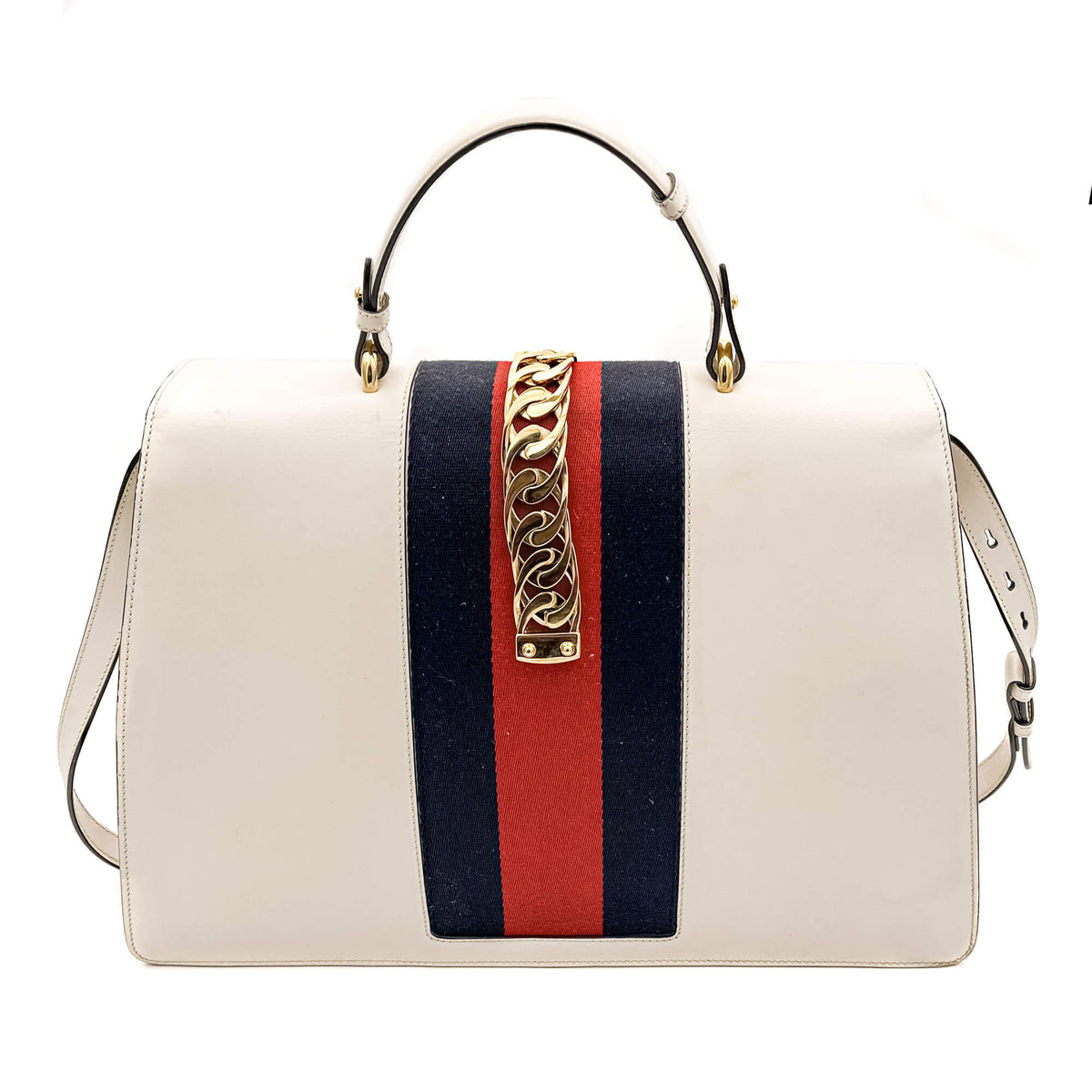 Second hand Gucci Sylvie Maxi Leather White Bag - Tabita Bags
