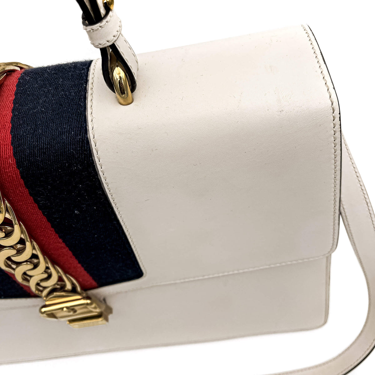 Second hand Gucci Sylvie Maxi Leather White Bag - Tabita Bags