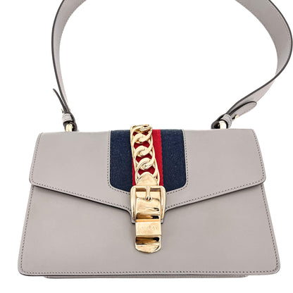 Second hand Gucci Sylvie Small Leather Grey Bag - Tabita Bags