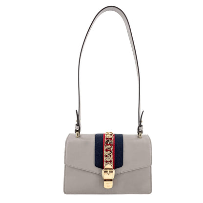 Second hand Gucci Sylvie Small Leather Grey Bag - Tabita Bags