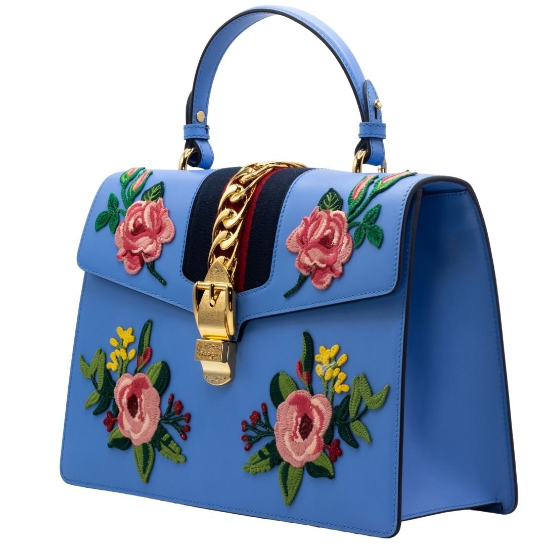 Gucci bag cheap with blue flowers