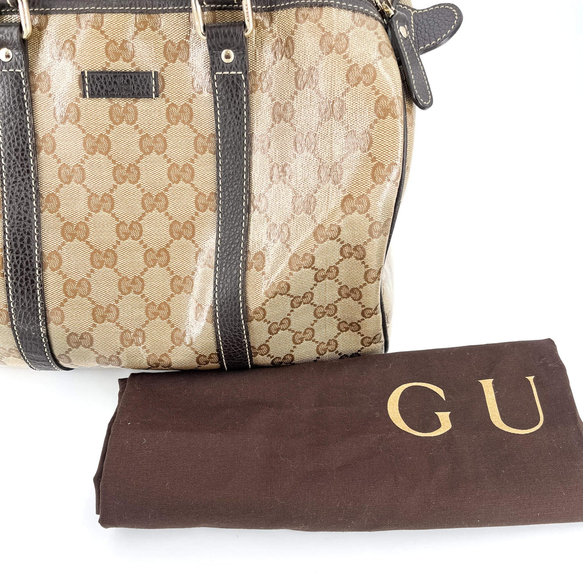 Second hand Gucci Trunk Supreme Canvas Medium Size Brown Bag - Tabita Bags