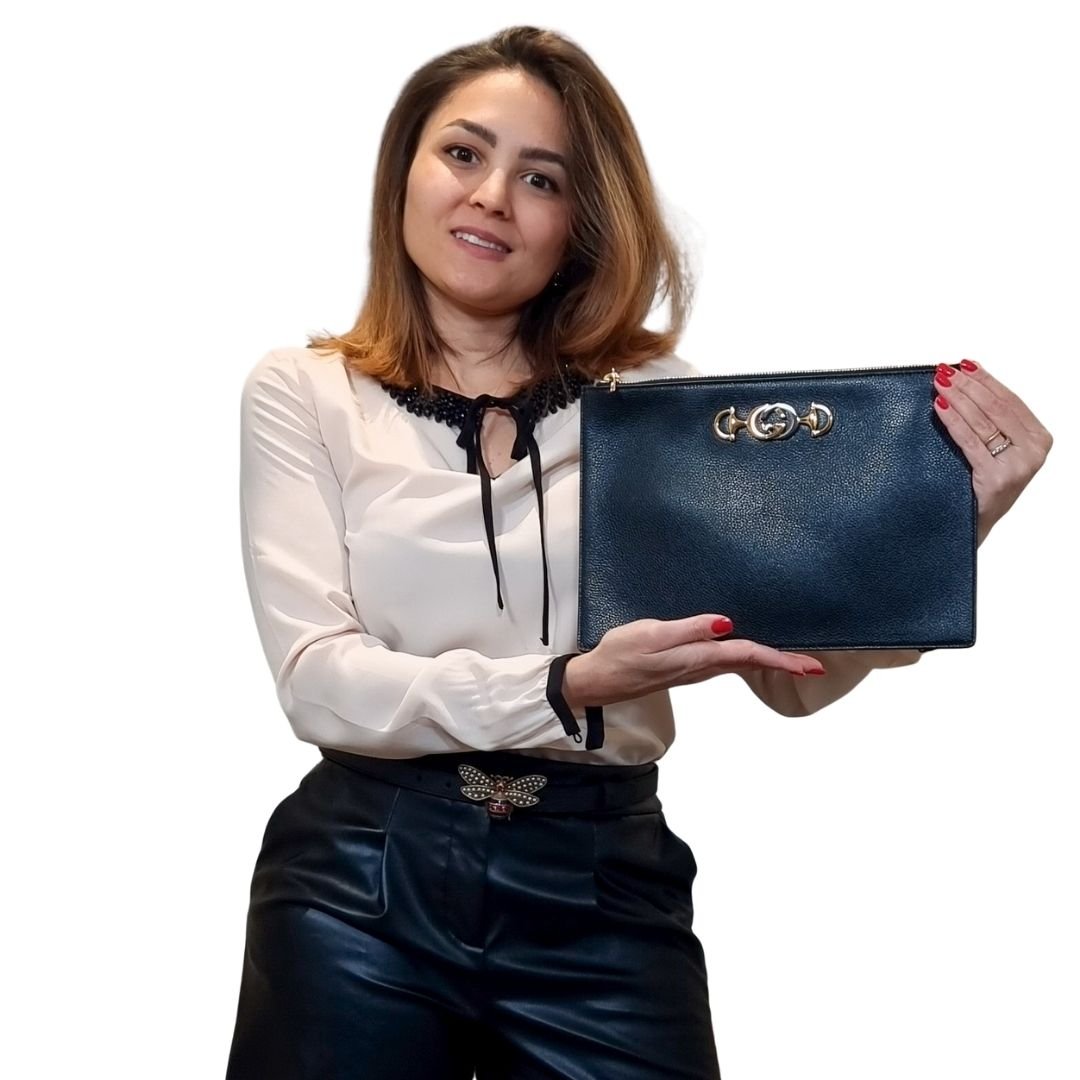 Second hand Gucci Zumi Grany Black Leather Clutch - Tabita Bags