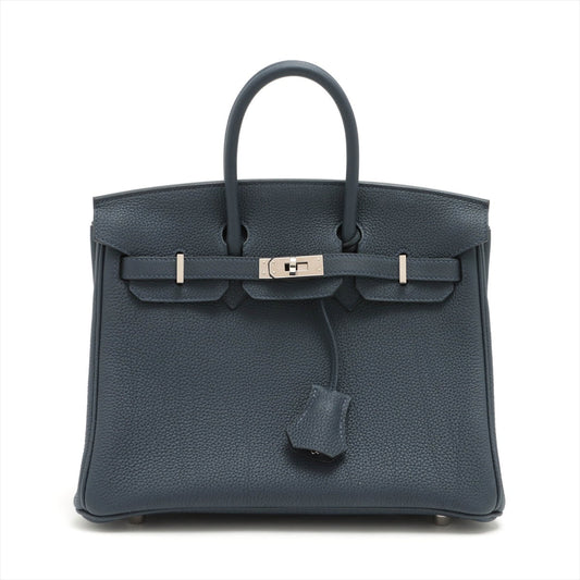 Second hand Hermes Birkin 25 Togo Blue Nuit Palladium Hardware - Tabita Bags