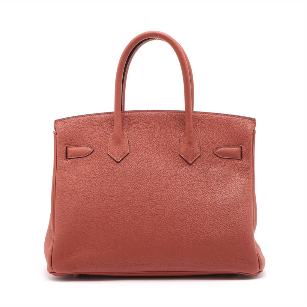 Second hand Hermes Birkin 30 Taurillon Clemence Brique Gold Hardware - Tabita Bags