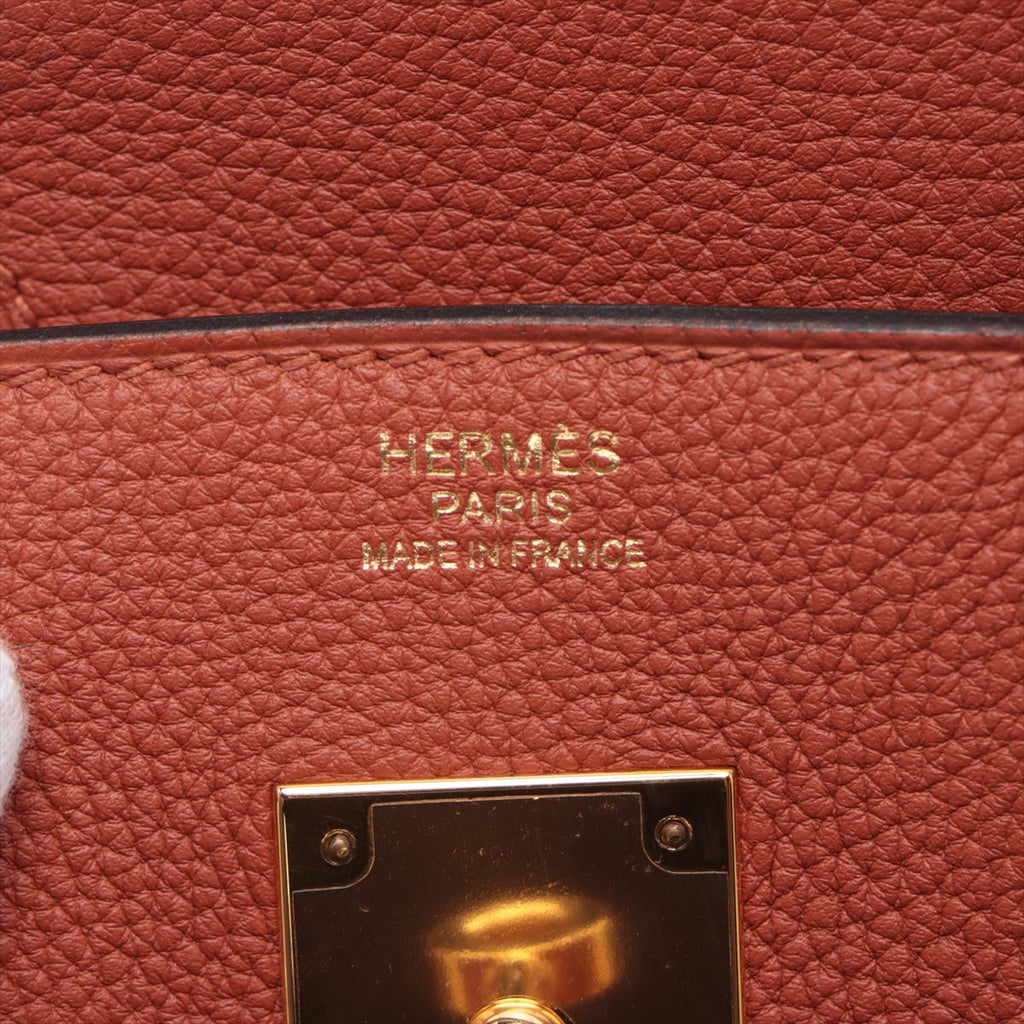 Second hand Hermes Birkin 30 Taurillon Clemence Brique Gold Hardware - Tabita Bags