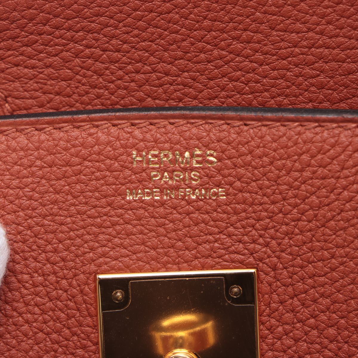 Second hand Hermes Birkin 30 Taurillon Clemence Brique Gold Hardware - Tabita Bags