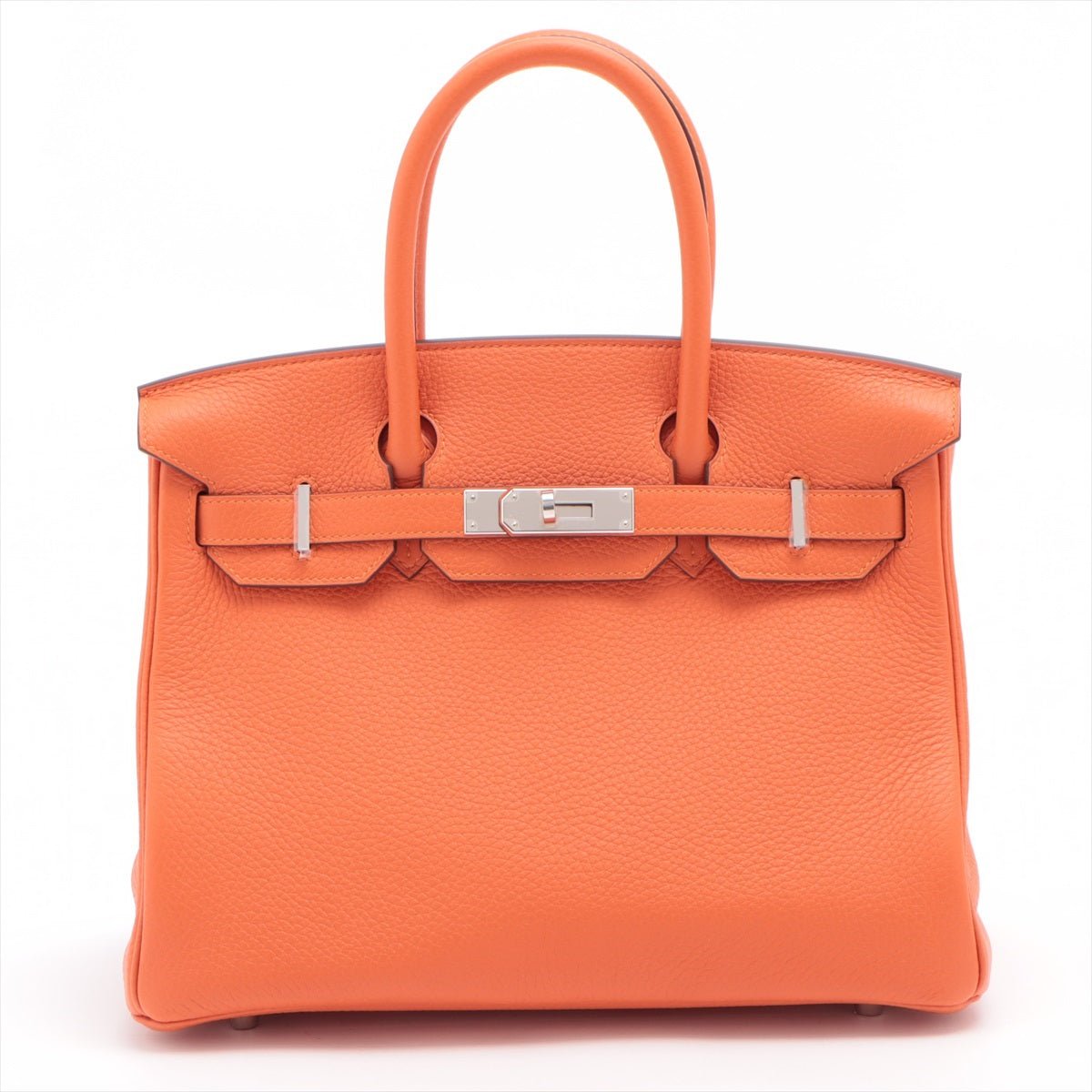 Second hand Hermes Birkin 30 Taurillon Clemence Feu Silver Hardware - Tabita Bags