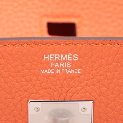 Second hand Hermes Birkin 30 Taurillon Clemence Feu Silver Hardware - Tabita Bags