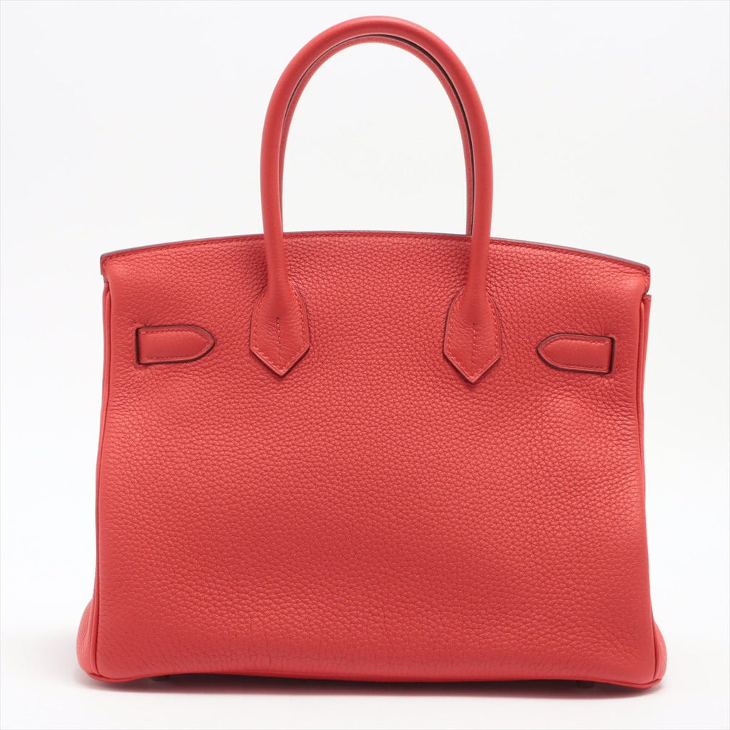 Second hand Hermes Birkin 30 Taurillon Clemence Rouge Coeur Silver Hardware - Tabita Bags