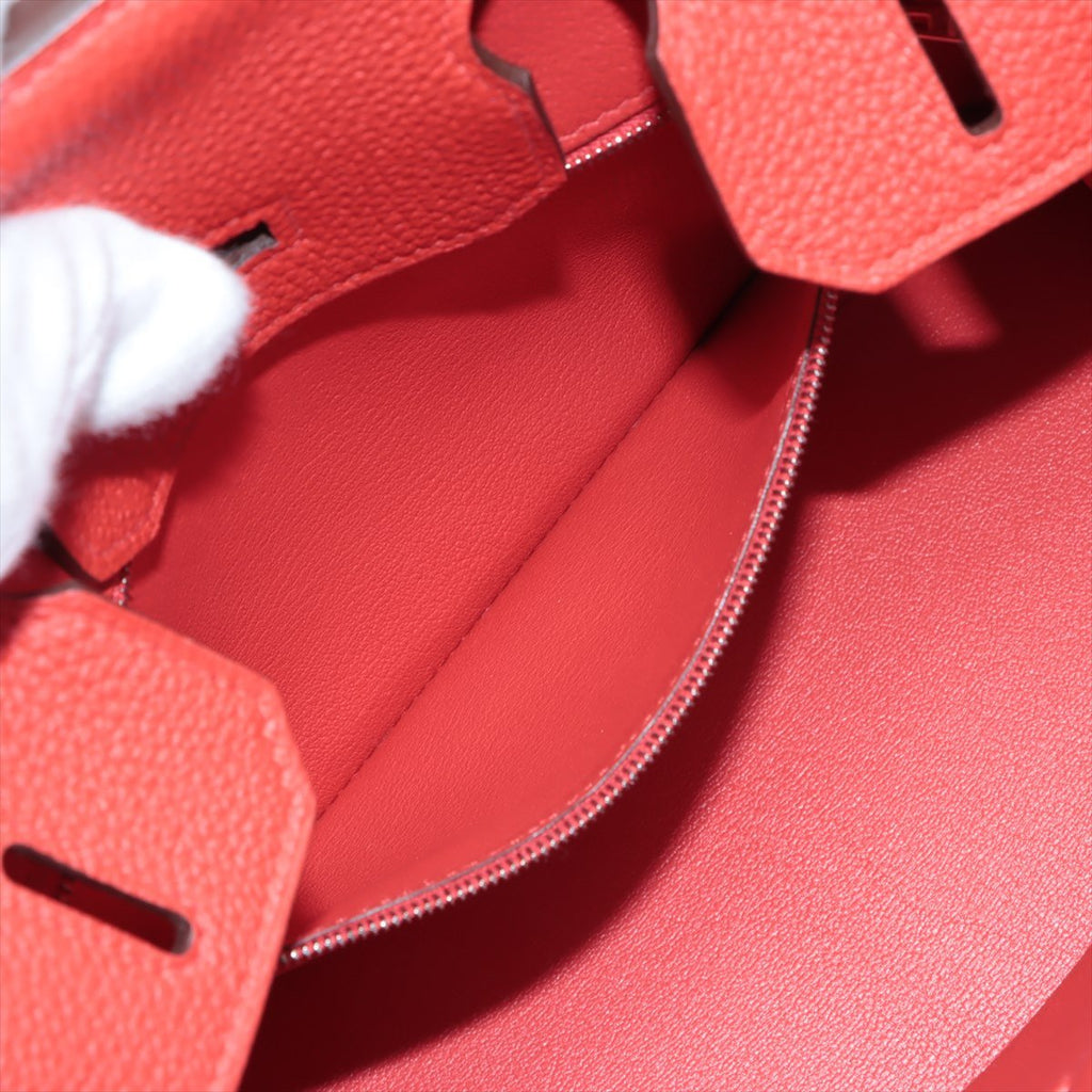 Second hand Hermes Birkin 30 Taurillon Clemence Rouge Coeur Silver Hardware - Tabita Bags