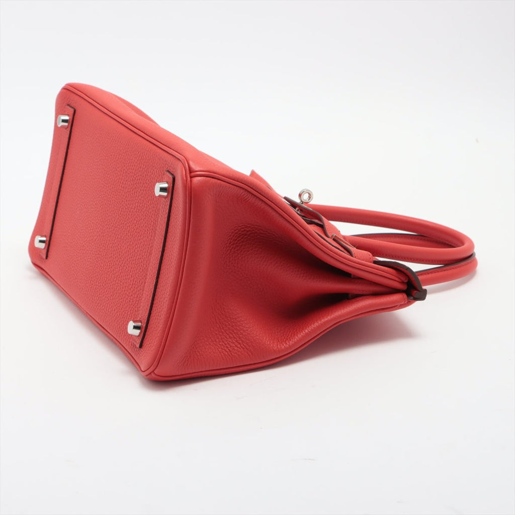 Second hand Hermes Birkin 30 Taurillon Clemence Rouge Coeur Silver Hardware - Tabita Bags