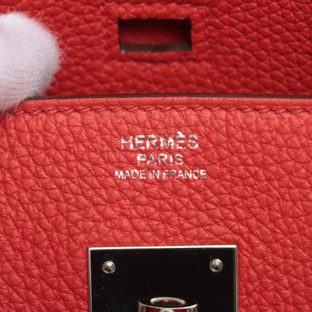 Second hand Hermes Birkin 30 Taurillon Clemence Rouge Coeur Silver Hardware - Tabita Bags