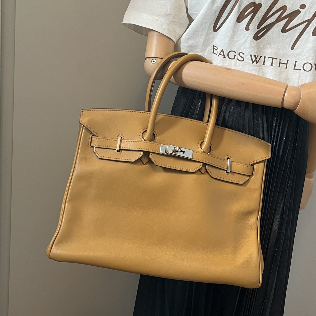 Second hand Hermes Birkin 35 Swift Natural Sable Silver Hardware - Tabita Bags