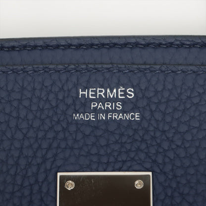 Second hand Hermes Birkin 35 Taurillon Clemence Blue Encre Silver Hardware - Tabita Bags