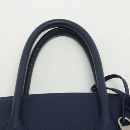 Second hand Hermes Birkin 35 Taurillon Clemence Blue Encre Silver Hardware - Tabita Bags