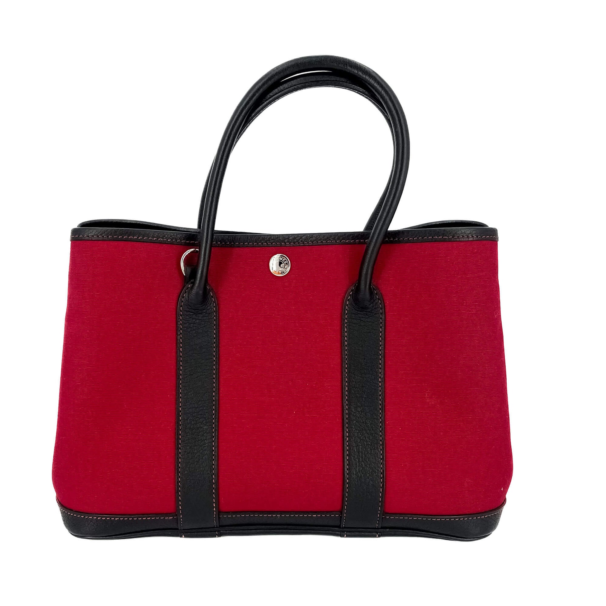 Second hand Hermes Garden Party PM Canvas 2-Ways Tote Bag Red - Tabita Bags