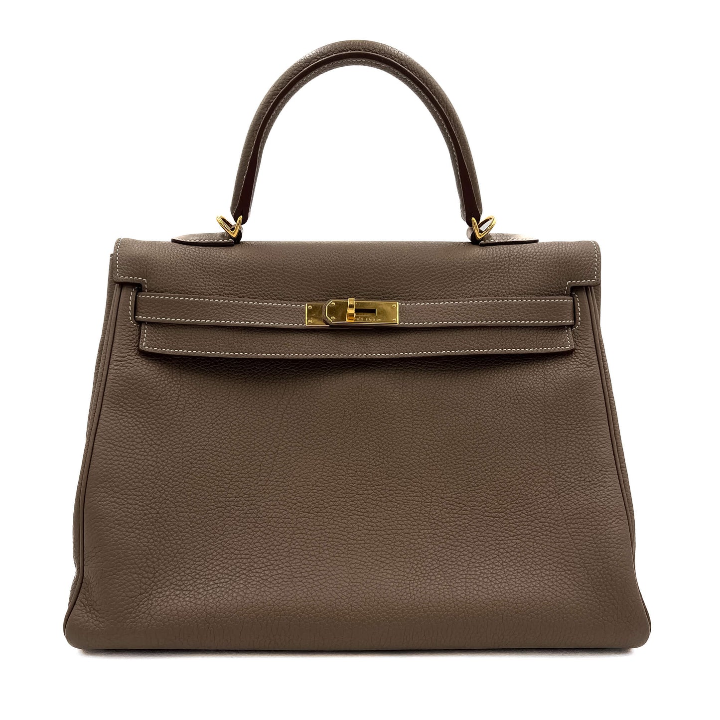 Second hand Hermes Kelly Retourne 32 Etoupe Togo Gold Hardware - Tabita Bags