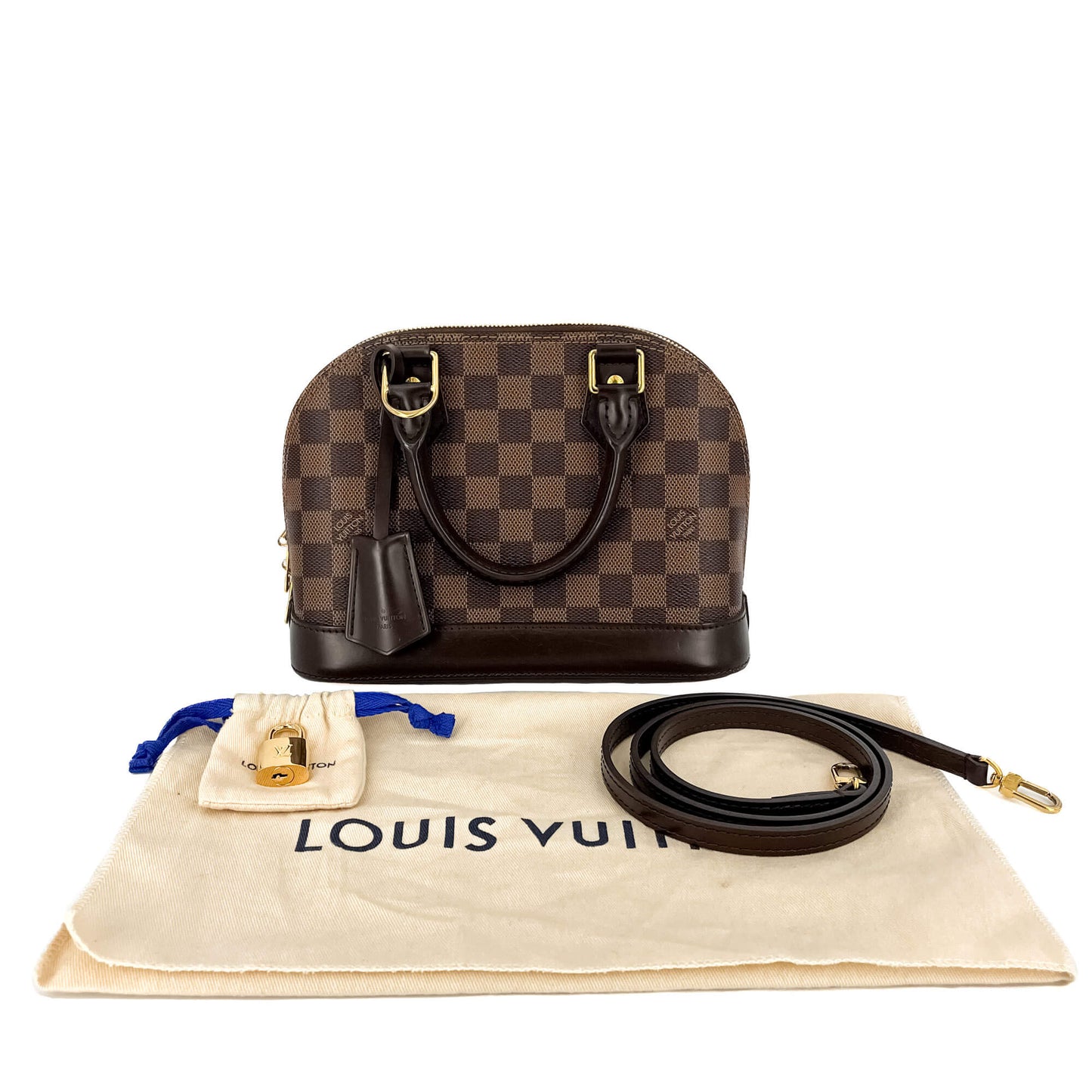 Second hand Louis Vuitton Alma BB Canvas 2-Ways Top-handle Bag Damier Ebene - Tabita Bags